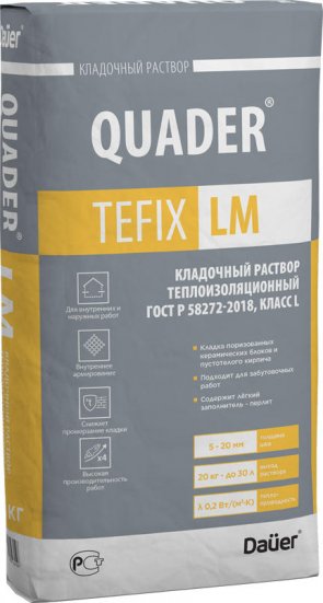 Раствор кладочный QUADER TEFIX LM теплоизоляционный