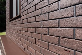Фасадные панели Grand Line Клинкерный Кирпич Design Plus кофе с темно-бежевым швом