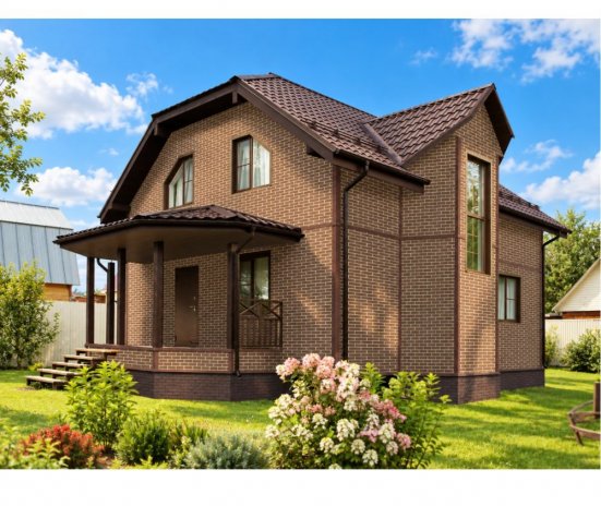 Фасадные панели Grand Line состаренный кирпич Design Plus каштан с песочным швом