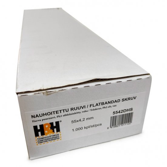 Ленточные саморезы H&amp;H PH2 4.2x55 мм (Цинк, дерево-дерево 1000 шт.)