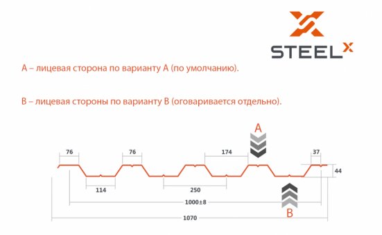 Профнастил НС44 SteelX полиэстер