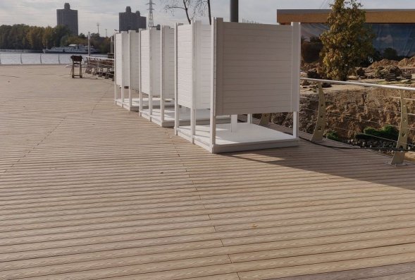 Террасная доска Экодэк Брайт Массив 3D Пшеничный