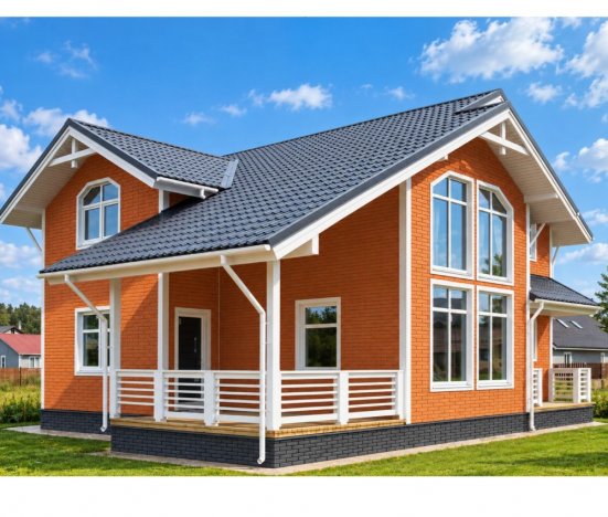 Фасадные панели Grand Line состаренный кирпич Design терракотовый со швом RAL 7006